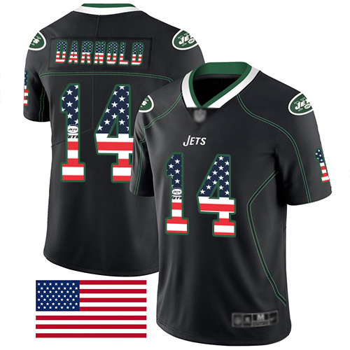 New York Jets Limited Black Men Sam Darnold Jersey NFL Football #14 Rush USA Flag->new york jets->NFL Jersey